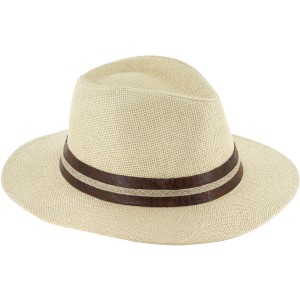 Strohhut Thomas für Herren, Gartenbekleidung mit braunem Hutband.