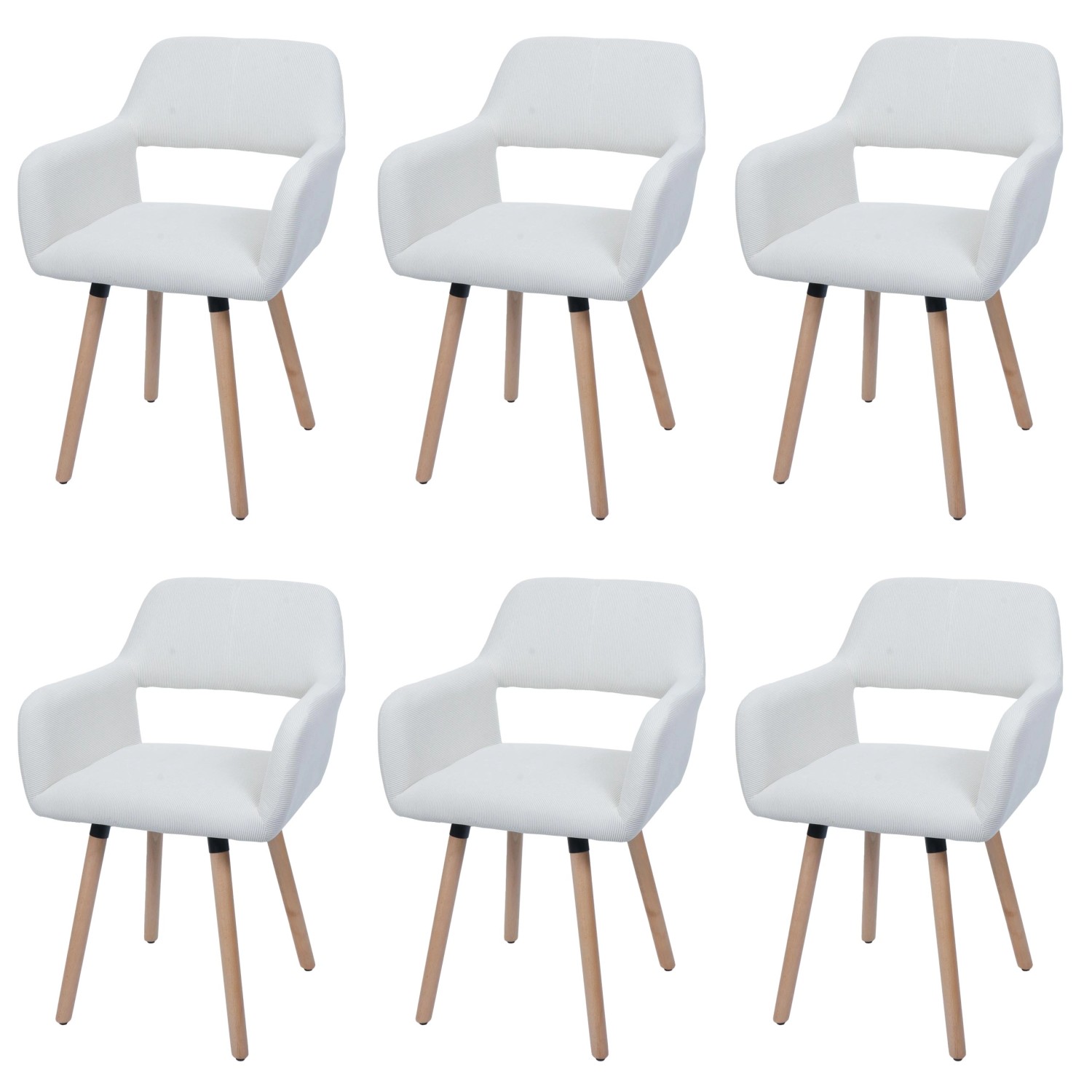 MCW Esszimmerstuhl A50 II 6er-Set Creme-Weiß Stoff/Textil Cord 400g/m² günstig online kaufen