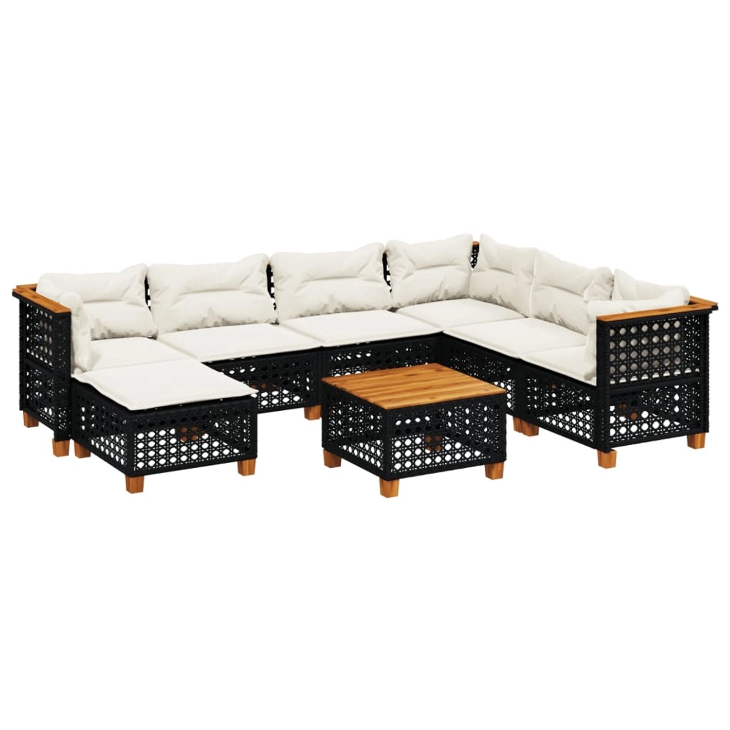vidaXL 8-Tlg Garten-Sofagarnitur mit Kissen Schwarz Poly Rattan 3261944 günstig online kaufen