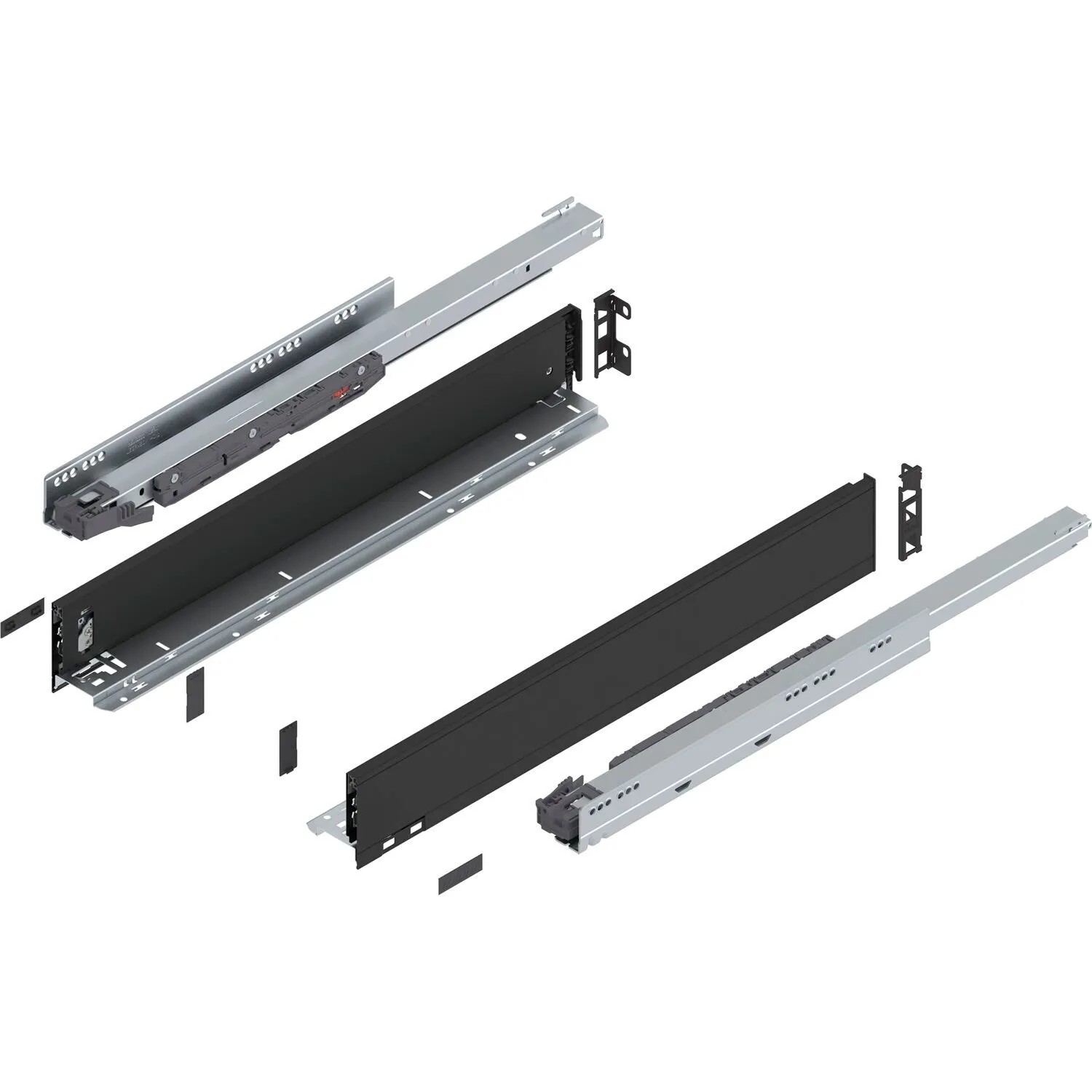 Blum Legrabox Pure Set Höhe N Tip-On Vollauszug 600 mm 40 kg Carbonschwarz 1 Paar
