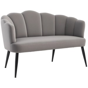 Graues HOMCOM 2-Sitzer Sofa (132 cm) mit Samtbezug und schwarzen Füßen.