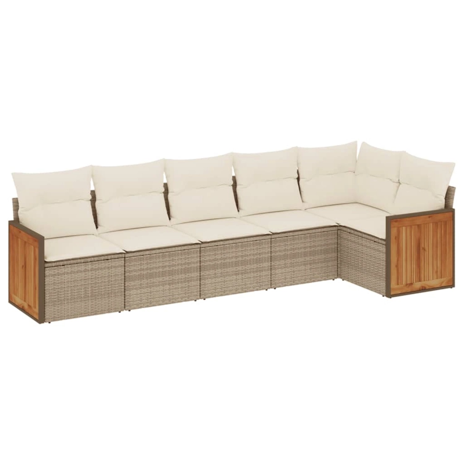 vidaXL 6-Tlg Garten-Sofagarnitur mit Kissen Beige Poly Rattan 3227668 günstig online kaufen