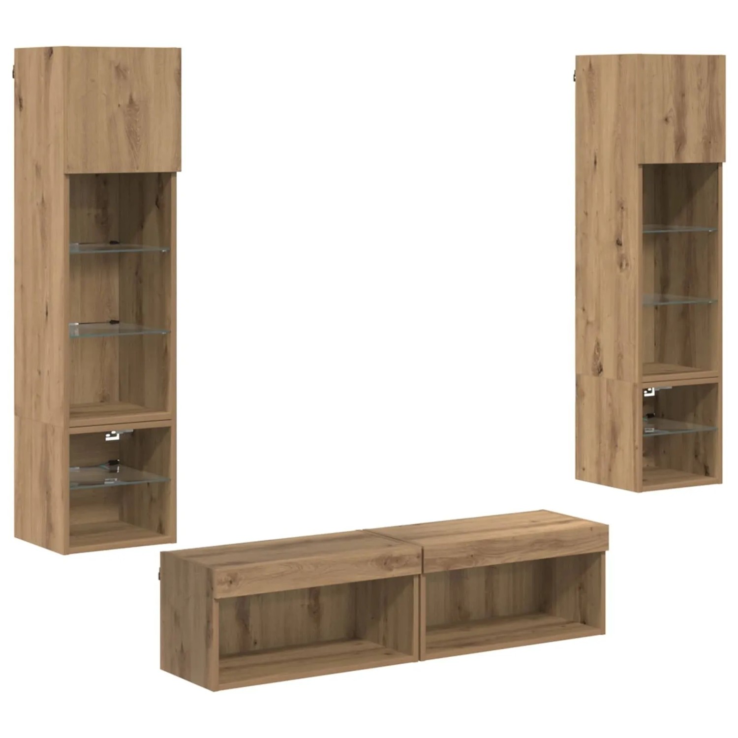 vidaXL TV-Wandmöbel Wandmontiert 6-Tlg Artisan-Eiche Holzwerkstoff 3402933