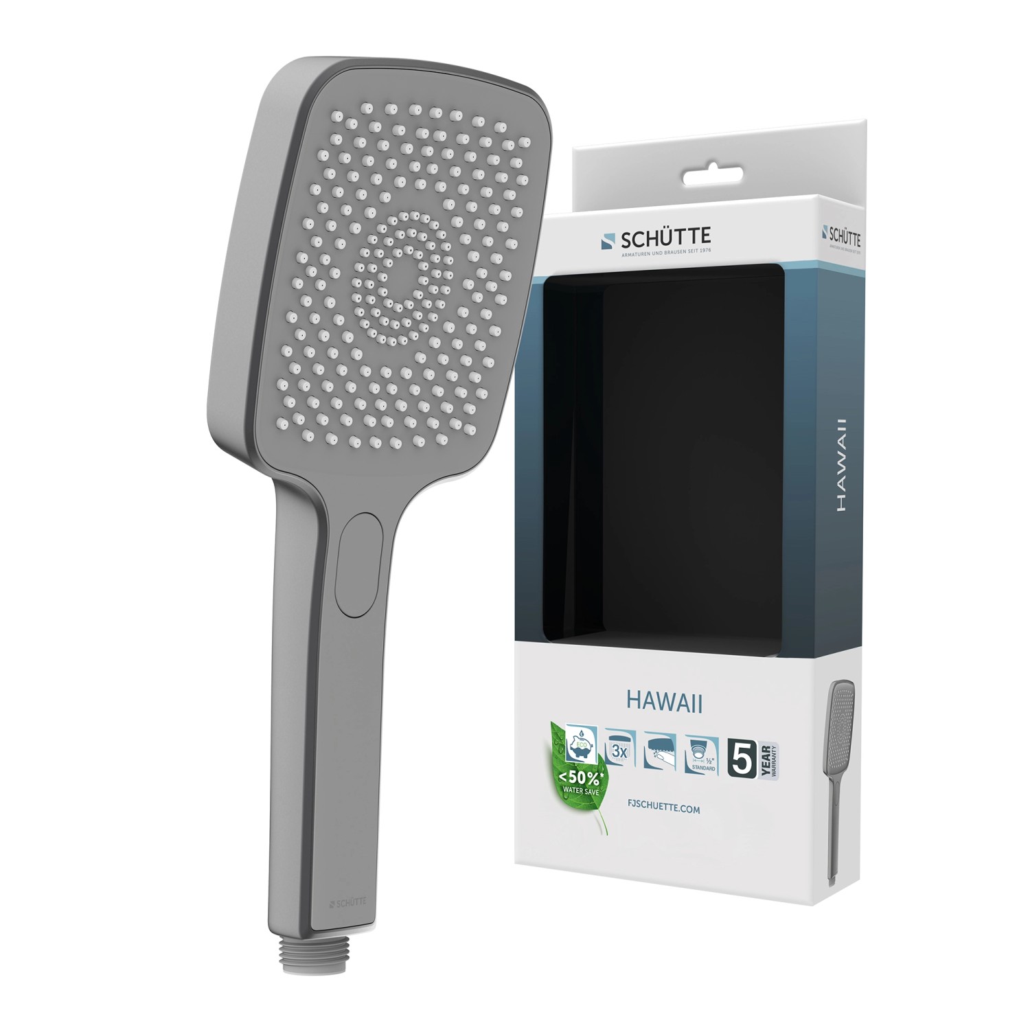 Schütte Handbrause Hawaii, eckig, graphit matt, mit Verpackung.