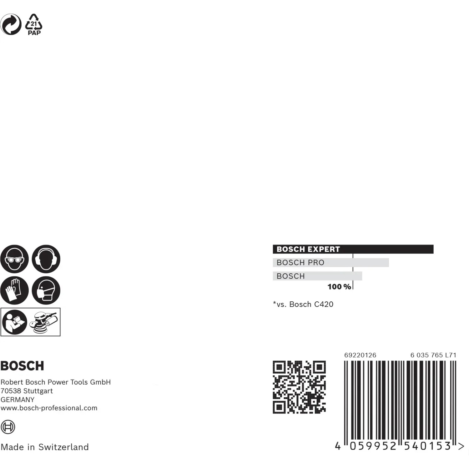 Verpackung Bosch Expert Netzschleifblatt M480 Ø 125 mm K240 5 Stück für Exzenterschleifer.
