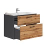 Vicco Badmöbel-Set Lanco in Anthrazit/Goldkraft Eiche mit Waschbecken und zwei Schubladen.