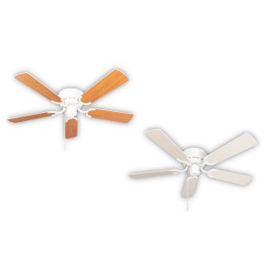 Pepeo Deckenventilator Kisa Deluxe, weiße Ausführung mit Flügeln in Weiß und Ahorn.