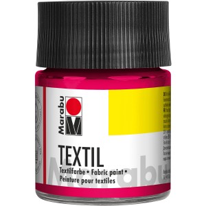 Marabu Textilfarbe in Kirschrot, 50 ml Flasche. Stoffmalfarbe für helle Textilien.