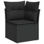 Schwarzes Ecksofa aus Rattan mit Kissen, Teil der 9-teiligen vidaXL Garten-Sofagarnitur.