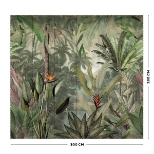 Grüne Fototapete Medan (280x300cm) mit Dschungelmotiv für ein tropisches Ambiente im Zuhause.