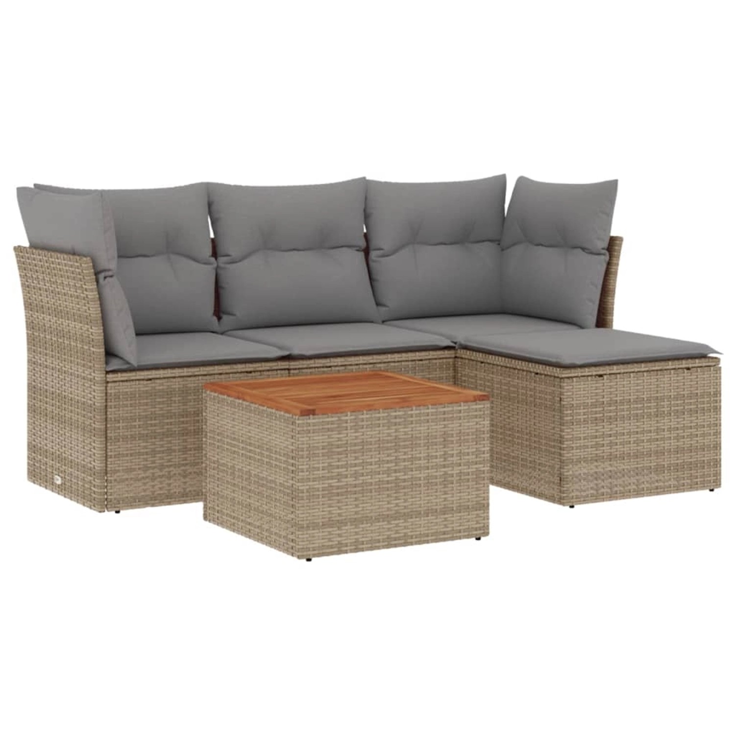 vidaXL 5-Tlg Garten-Sofagarnitur mit Kissen Beige Poly Rattan 3255940 günstig online kaufen