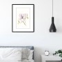 Wandbild Magnolia Shine (40x50 cm) mit zarter Magnolienblüte im schwarzen Rahmen.