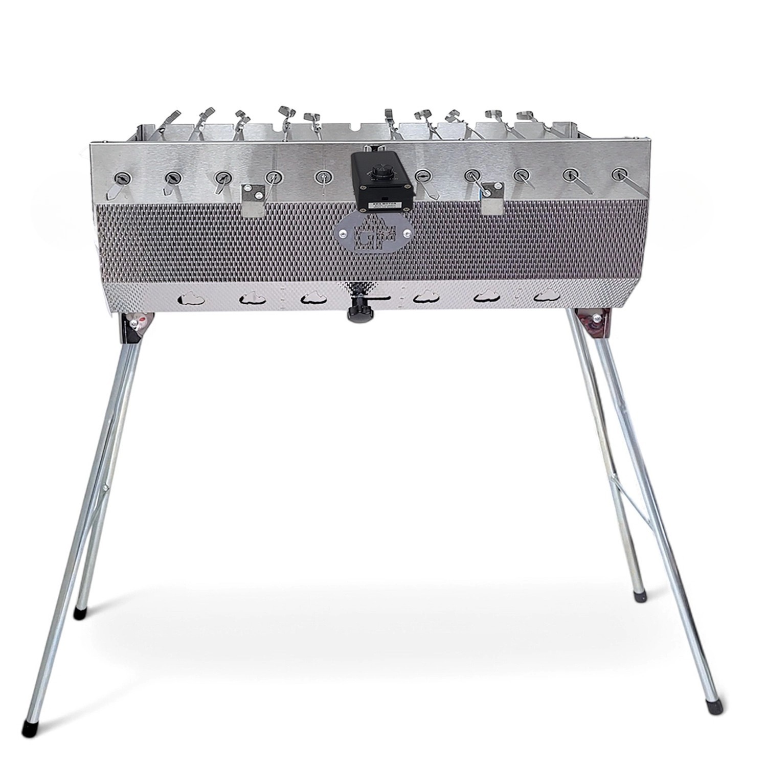 Grillpeter Mangal Set Taschkent 11er Drehspieß 230V Motor Spieße günstig online kaufen