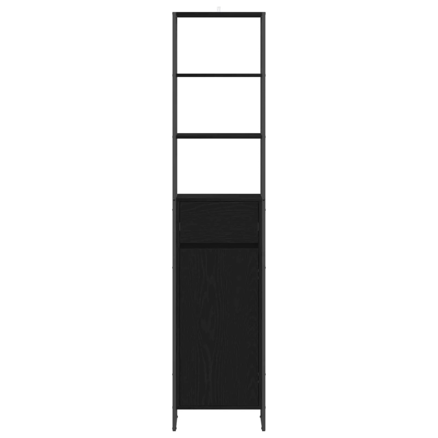 VidaXL Bad-Hochschrank in Schwarz Eichen-Optik, 40x30x180 cm, mit Tür und Regalfächern.
