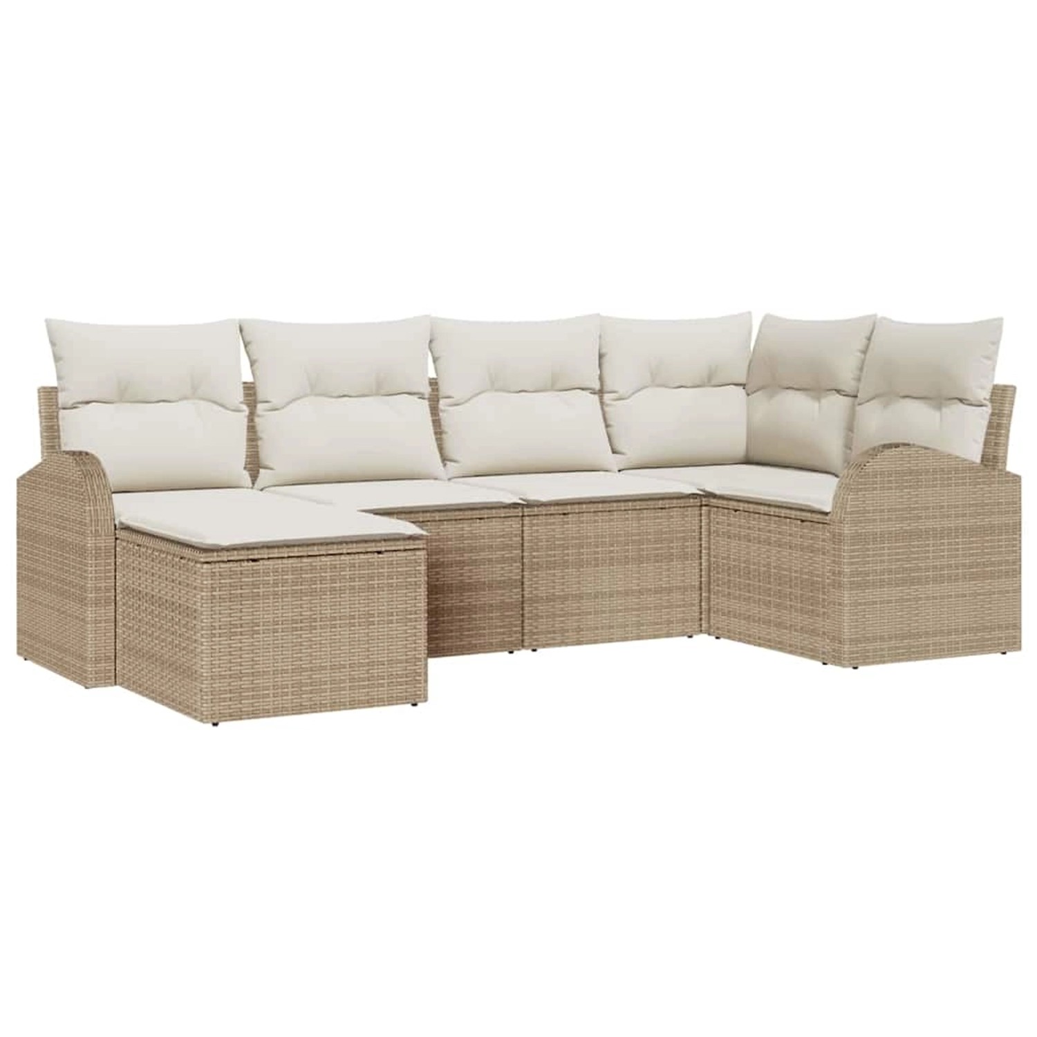 vidaXL Garten-Sofa-Set mit Kissen 6-Tlg Beige Weiß Poly Rattan 3354780 günstig online kaufen