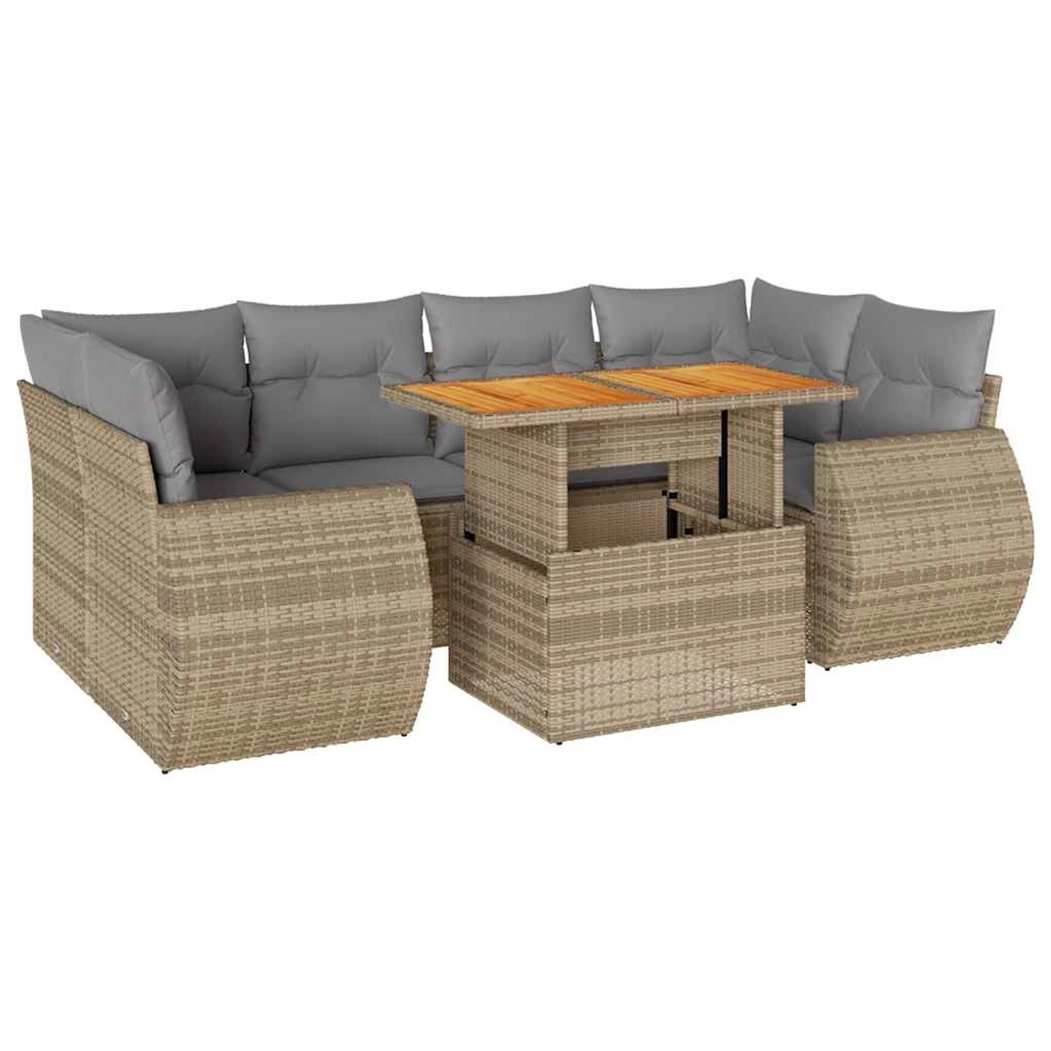 vidaXL 7-Tlg Garten-Sofagarnitur mit Kissen Beige Poly Rattan 3327230 günstig online kaufen