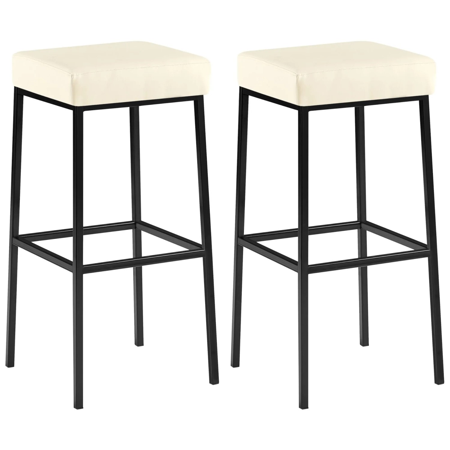 CLP 2er Set Barhocker Montreal Kunstlederbezug Creme/Schwarz