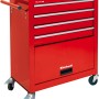 Roter Einhell Werkstattwagen TC-TW 100 mit 4 Schubladen, Ablagefach und Rollen.