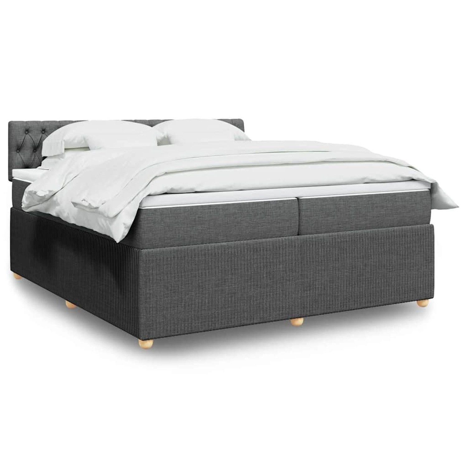 vidaXL Boxspringbett mit Matratze Dunkelgrau 200x200 cm Stoff 3289871 günstig online kaufen