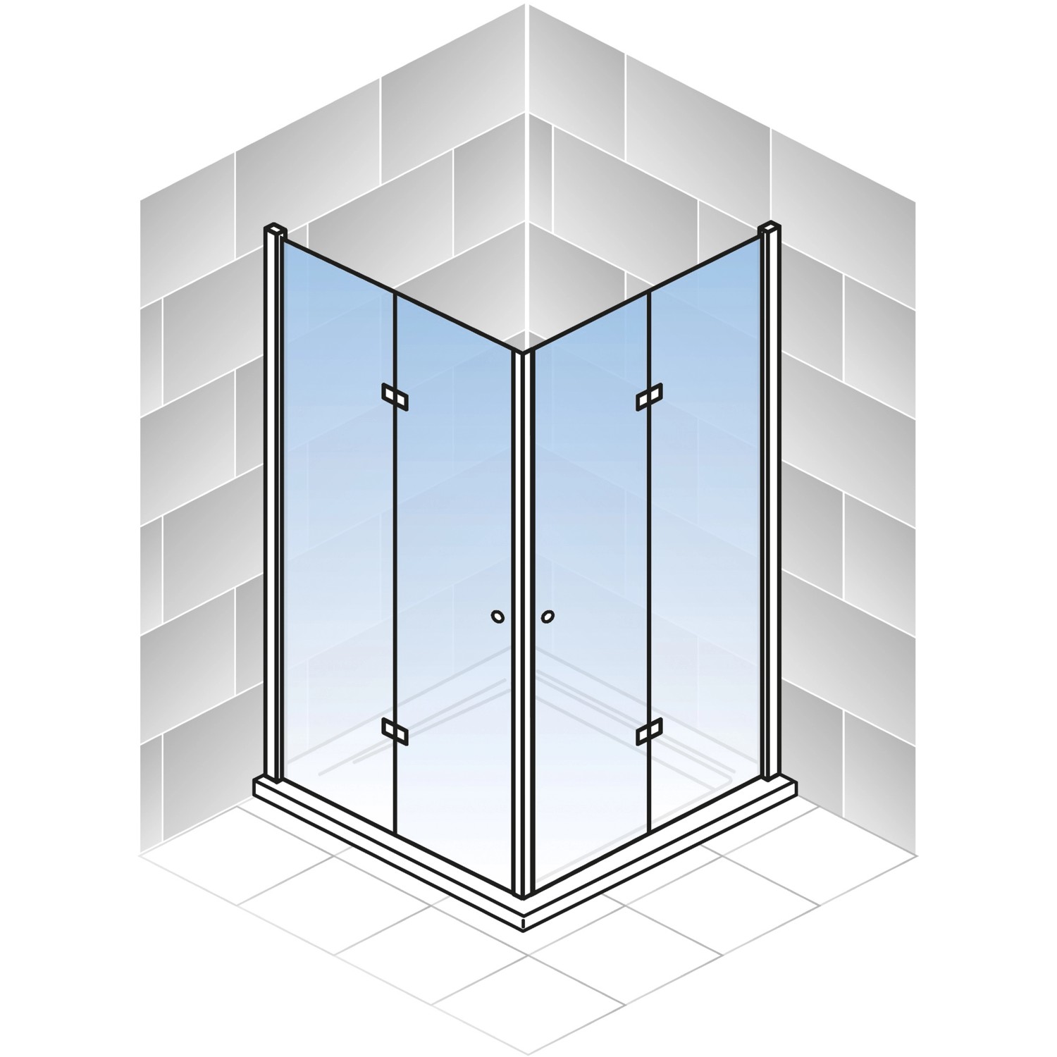 Schulte Drehfalttür Eckeinstieg Alexa Style 2.0, Chromoptik, Klarglas. Platzsparende Duschtür für kleine Bäder.