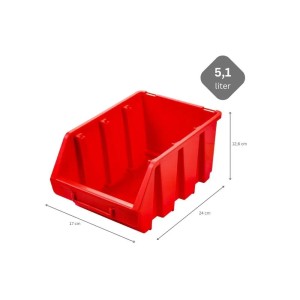 Rote PROREGAL Sichtlagerbox (17x24x12,6cm) aus Polypropylen, ideal für Aufbewahrungssysteme.