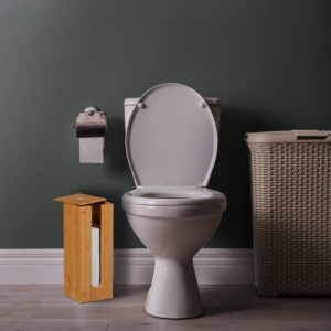 Relaxdays Toilettenpapier Aufbewahrung Bambus Natur Mit Deckel 40,5 cm x 15 cm x 15 cm 1,7 kg