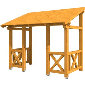Skan Holz Vordach Paderborn 7, Eiche hell lasiert, 336x202 cm, aus Konstruktionsvollholz.