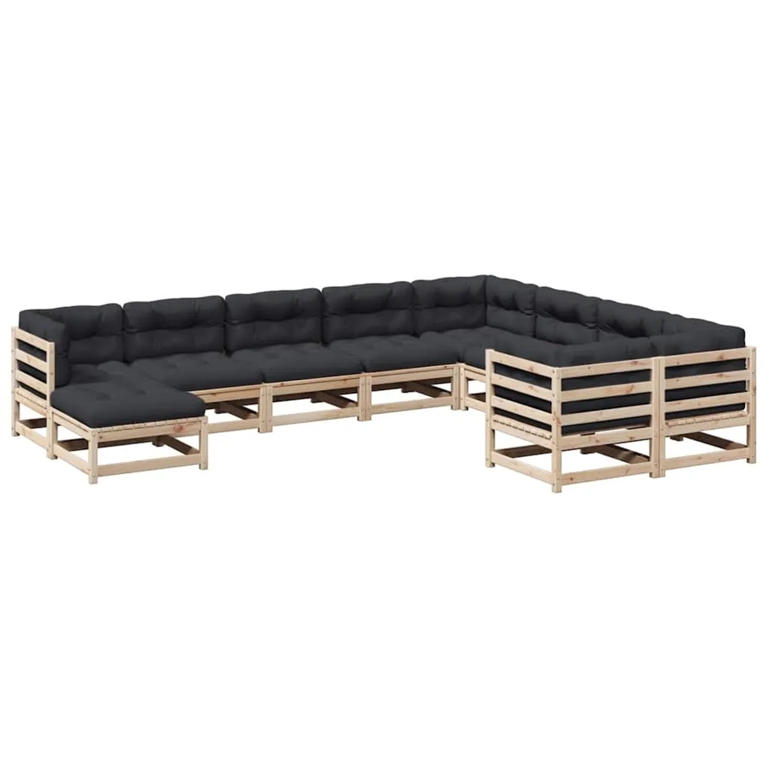 vidaXL 10-Tlg Garten-Sofagarnitur mit Kissen Massivholz Kiefer 3299640 günstig online kaufen