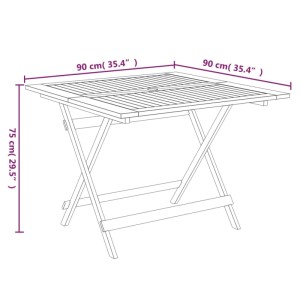 vidaXL Gartentisch, klappbar, 90x90 cm, Akazienholz, ideal für Garten & Terrasse.