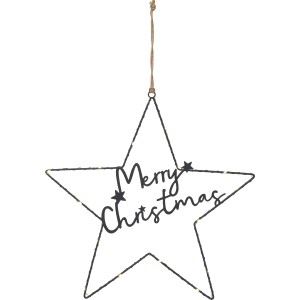 Schwarzer LED Deko-Stern „Merry Christmas“ für stimmungsvolle Innen-Weihnachtsdeko.