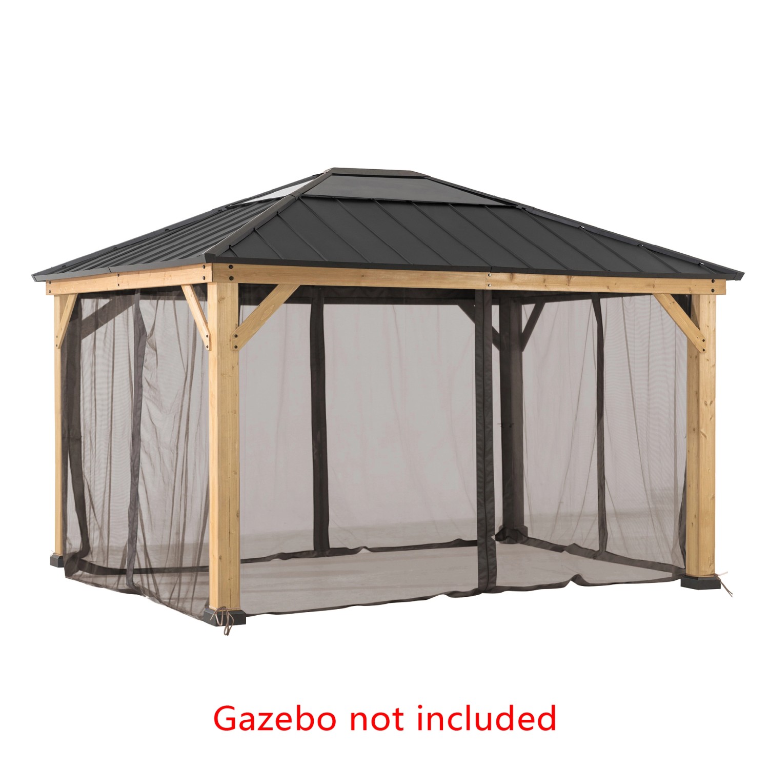 Moskitonetz für Sunjoy Zedernholz Gazebo 335x393cm, Khaki. Insektenschutz für Pavillon.
