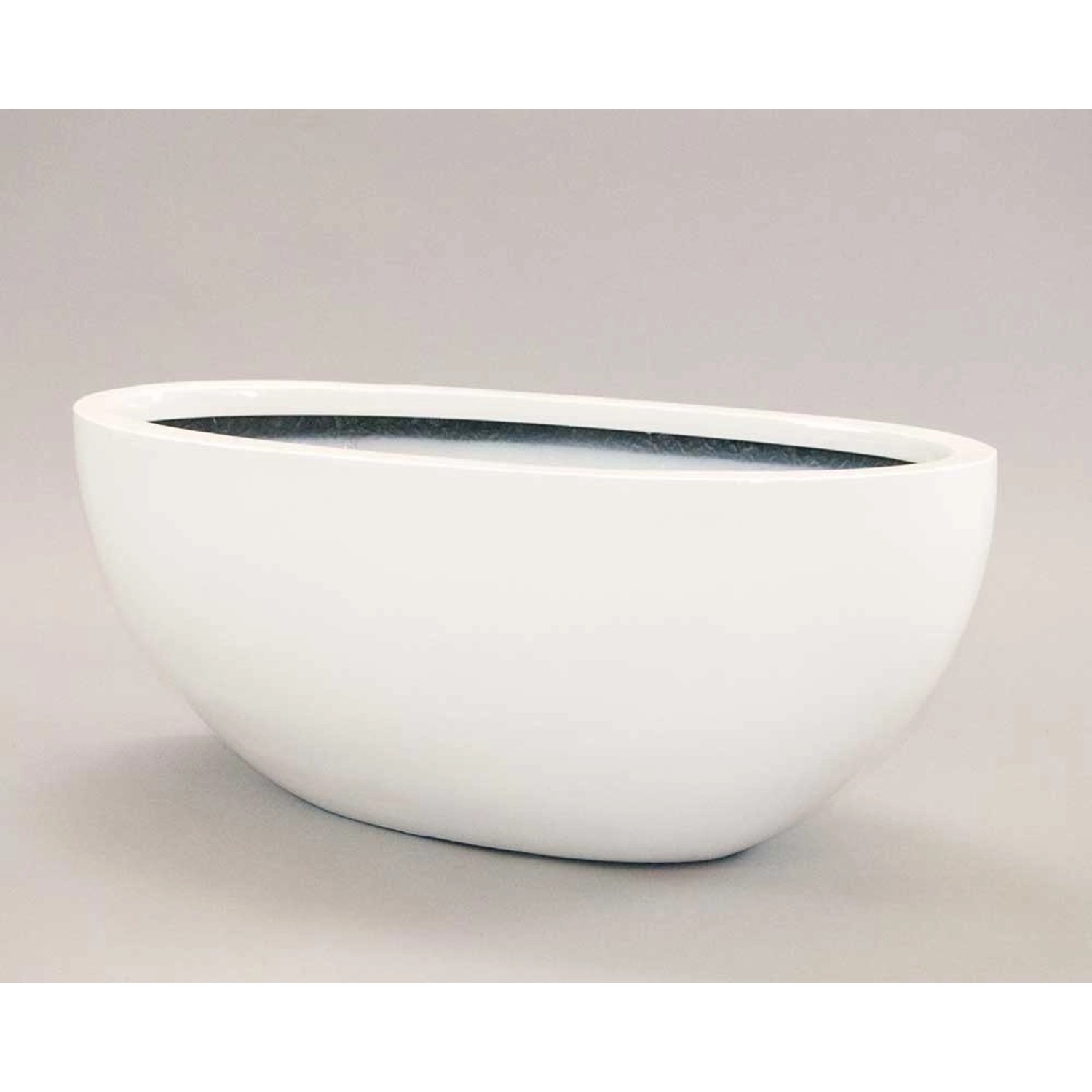 Elegant Einrichten Pflanzkübel Fiberglas Oval 51x23xH18cm Hochglanz-Weiß günstig online kaufen