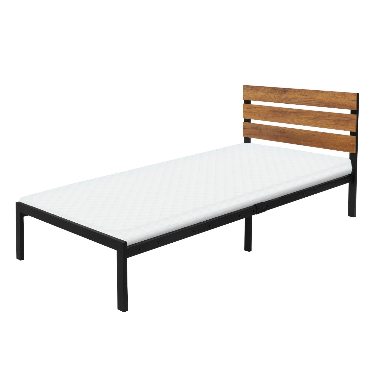 ML-Design Metallbett 90x200 cm Schwarz-Braun mit Matratze H10 cm