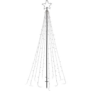 LED Fahnenmast mit Stern, 220cm, kalt-/warmweiß, für Innen & Außen. Weihnachtsdeko für Garten und Haus.