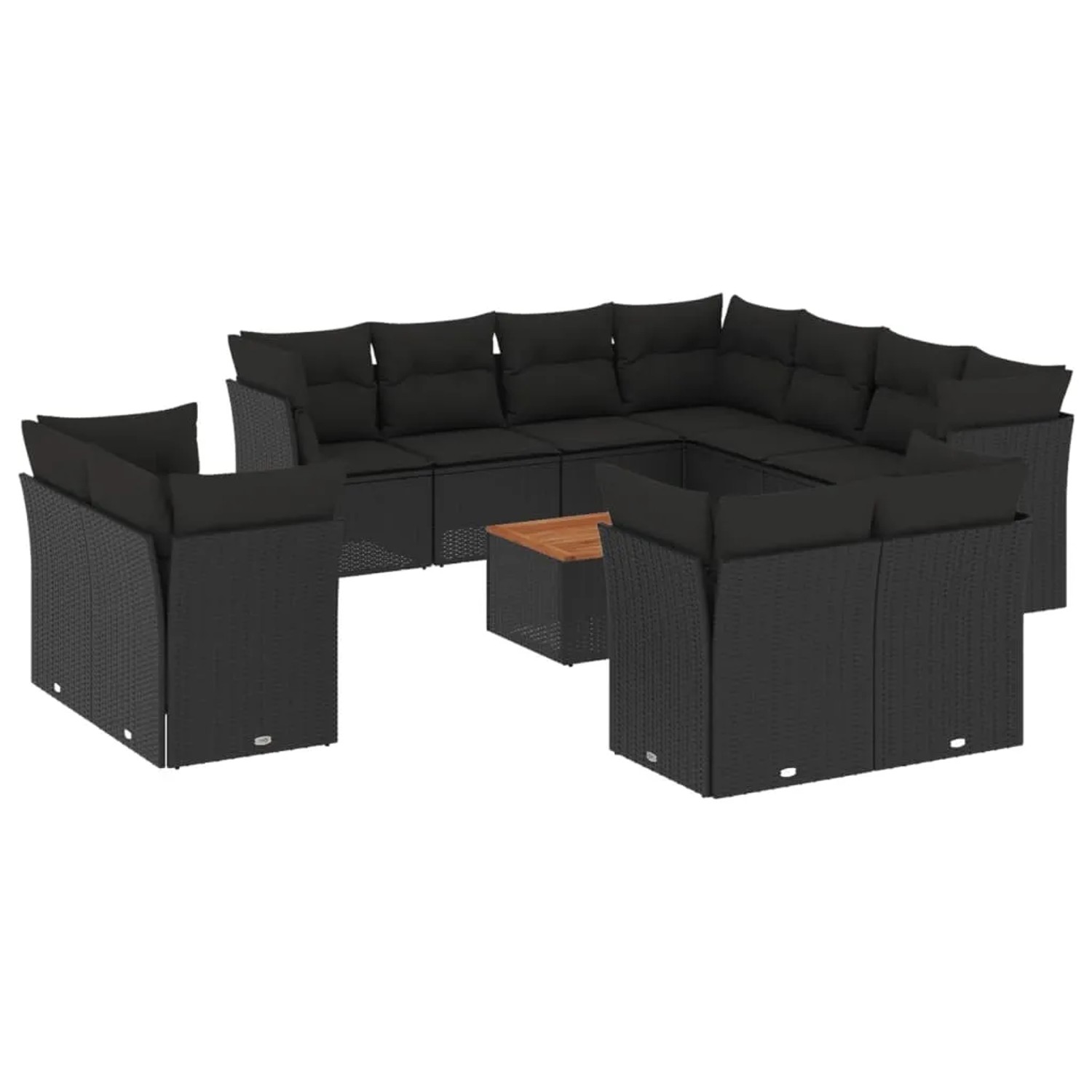 vidaXL 12-Tlg Garten-Sofagarnitur mit Kissen Schwarz Poly Rattan 3256272 günstig online kaufen