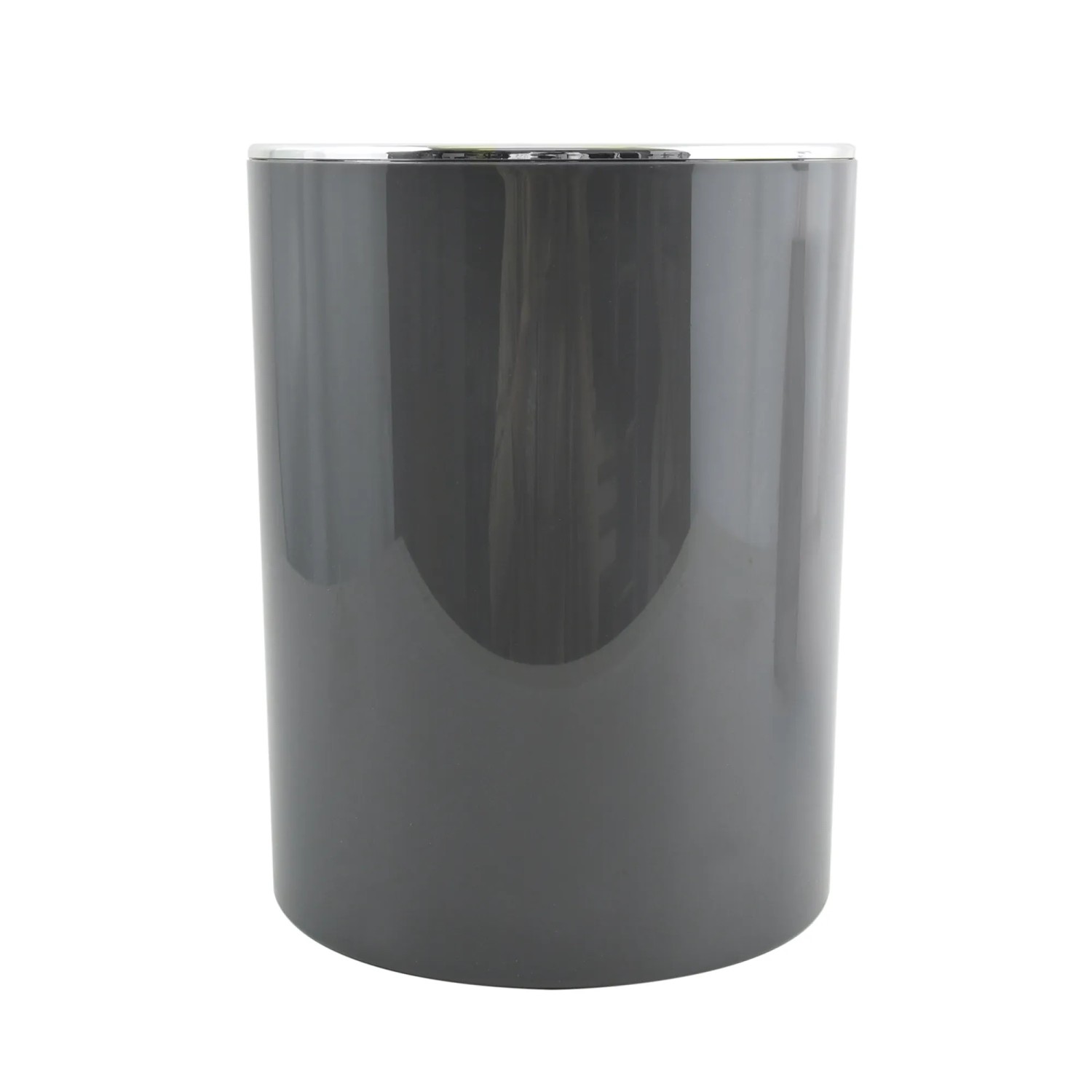 Grauer MSV Kosmetikeimer Kamaka, 6 l, aus ABS-Kunststoff mit Schwingdeckel und glänzender Oberfläche.