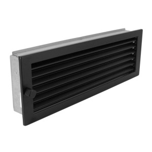 Schwarzes Häusler Warmluftgitter WG 4515 S, 450x150mm, mit regulierbaren Lamellen.
