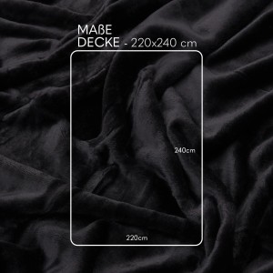 Bestlivings Kuscheldecke Mirabella Cashmere Touch, 220x240 cm, Schwarz. Weiche Wohndecke für Sofa oder Bett.