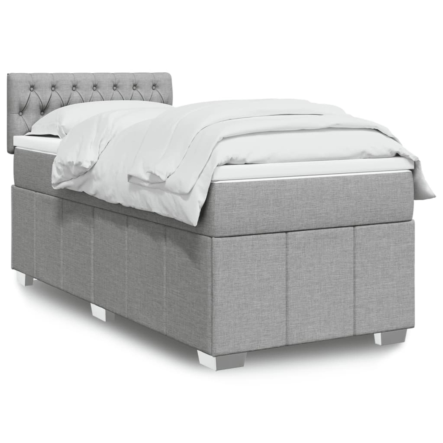 vidaXL Boxspringbett mit Matratze Hellgrau 90x190 cm Stoff 3289230