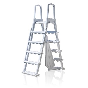 Weiße Gre Sicherheitsleiter aus HDPE mit 2x4 Stufen für Pools.