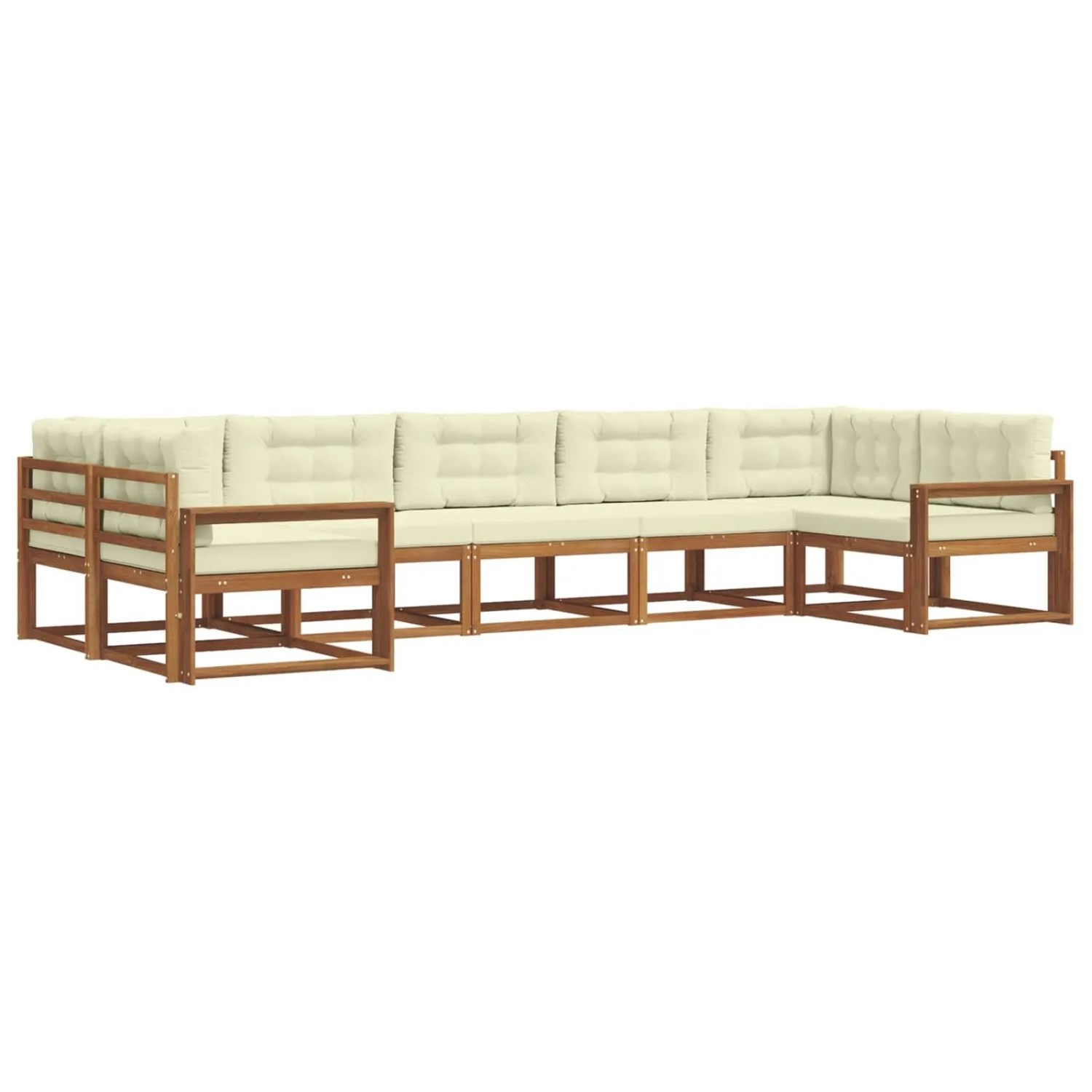 vidaXL Outdoor-Sofagarnitur mit Kissen 7-Tlg Natur und Creme 3368108