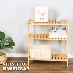KARAT Bambus Standregal Kansas mit 3 Etagen. Holzregal für Bad, Wohnzimmer oder Schlafzimmer.