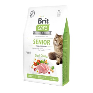 Brit Care Senior Katzenfutter Huhn, 2kg, getreidefreies Trockenfutter für ältere Katzen.