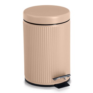 Zeller Kosmetikeimer aus Metall in Mandel, 3 Liter, mit Pedal und herausnehmbarem Inneneimer.