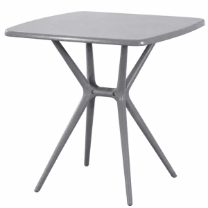Grauer DELUKE Gartentisch SVEN, eckig 72x72cm, aus robustem, wetterbeständigem Kunststoff. Ideal für Balkon.