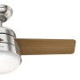 HUNTER FANS Deckenventilator Finley Nickel mit Holzflügel und Beleuchtung.
