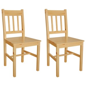 2er Set Esszimmerstühle aus Kiefernholz, naturfarben. Holzstühle für Esszimmer und Küche.