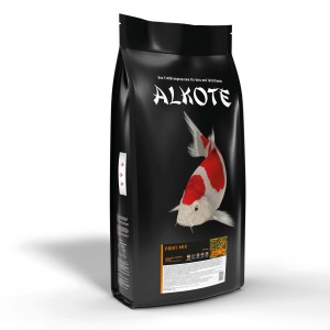 Alkote Fischfutter Profi Mix, 9kg Sack mit Koi-Karpfen. Sticks & Pellets für gesunde Fische.