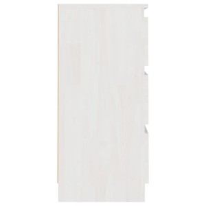 Weißer vidaXL Nachttisch aus Kiefernholz mit drei Schubladen (40x29,5x64 cm).