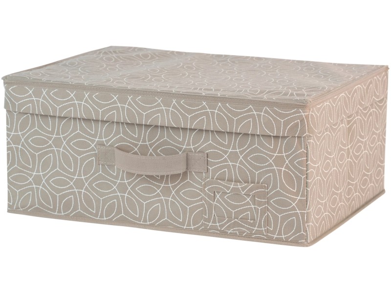 Wenko Aufbewahrungsbox Concept L – 50 X 28 X 40 Cm – Faltbar, Aus Polyester – Beige-grau – Mit Deckel